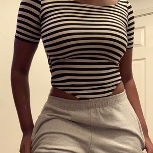 Striped body suit